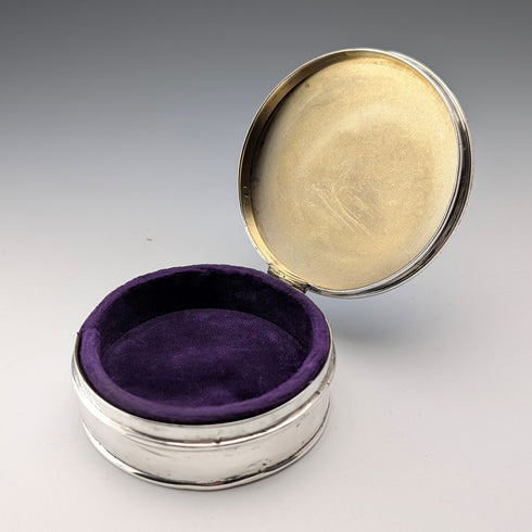 1926 British Antique Blue Guilloche Enamel Sterling Silver Jewelry Box 120g